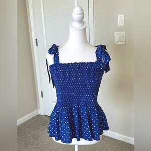 NWT Lilly Pulitzer Borealis Blue Riviera Smocked Top Size XL